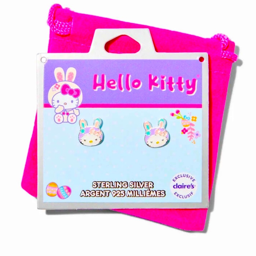Hello Kitty Easter Bunny Sterling Silver Stud Earrings - NWT